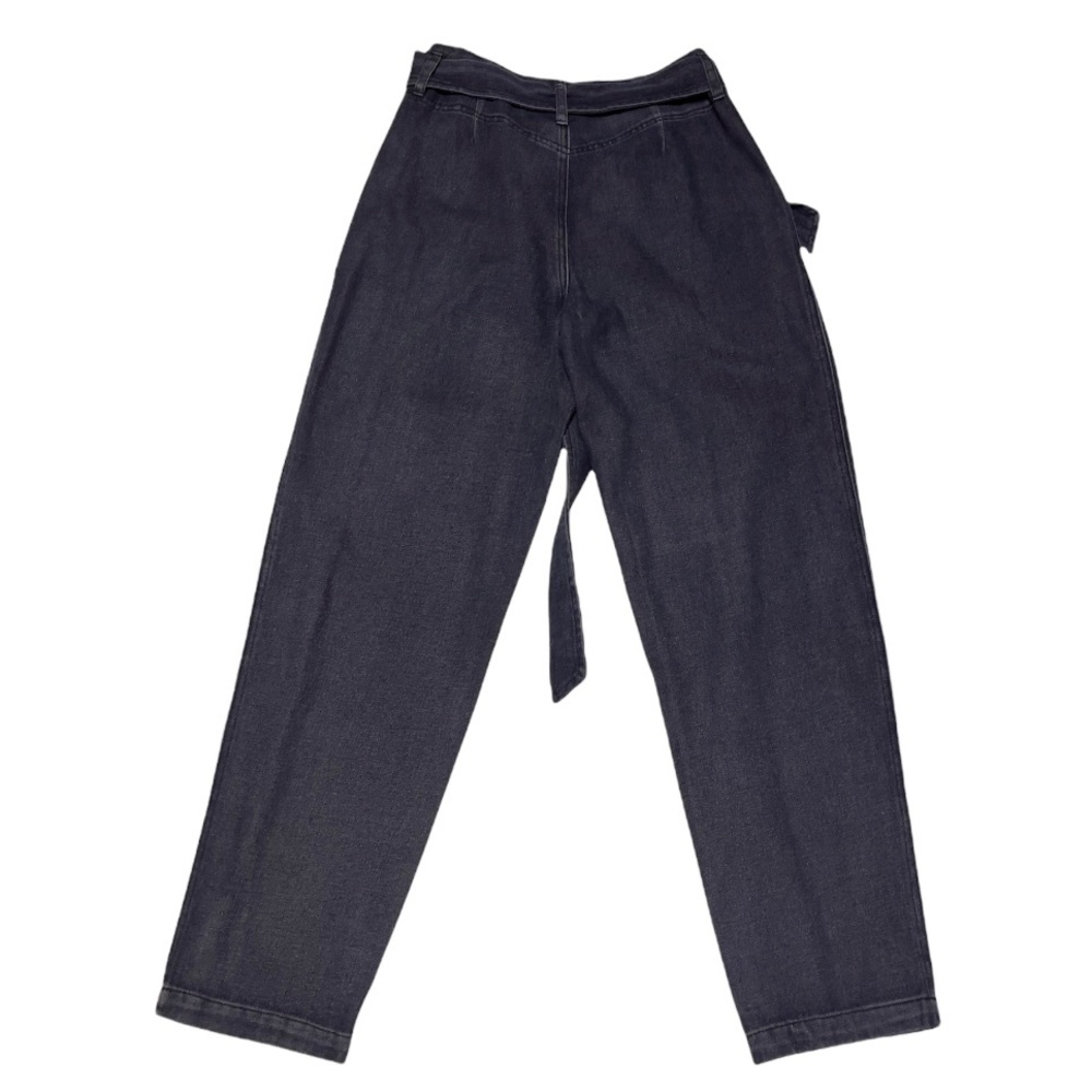 NWT VERY J Belted Bow Zip Button Relaxed fit Baggy Black Denim Jeans - Picture 4 of 7